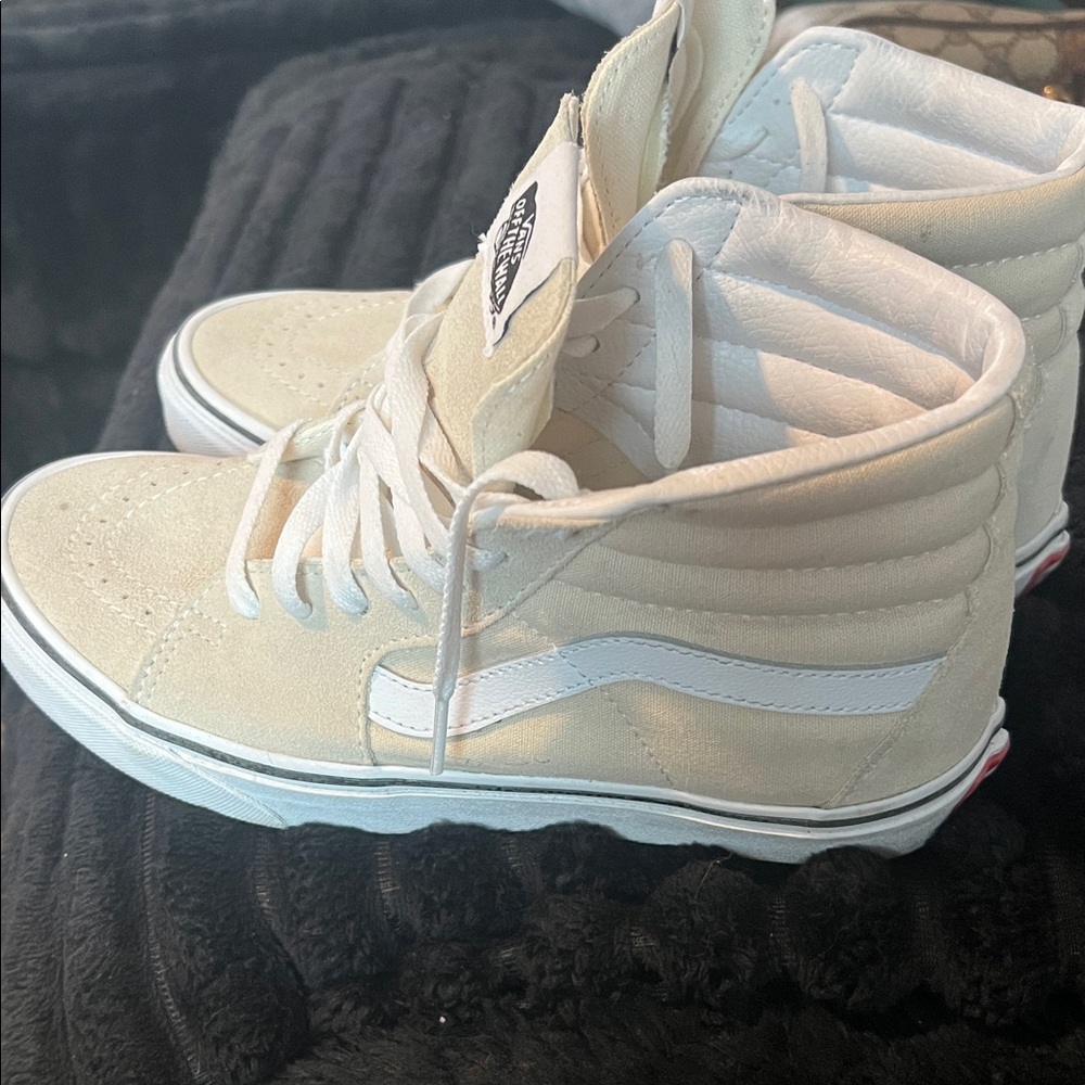Vans Cream and White High-Top Sneakers